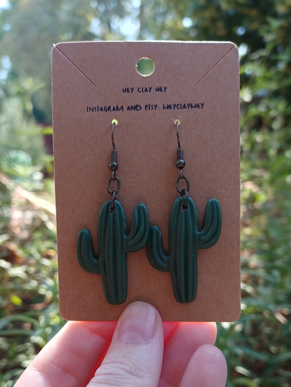 Green Cactus Dangle Earrings